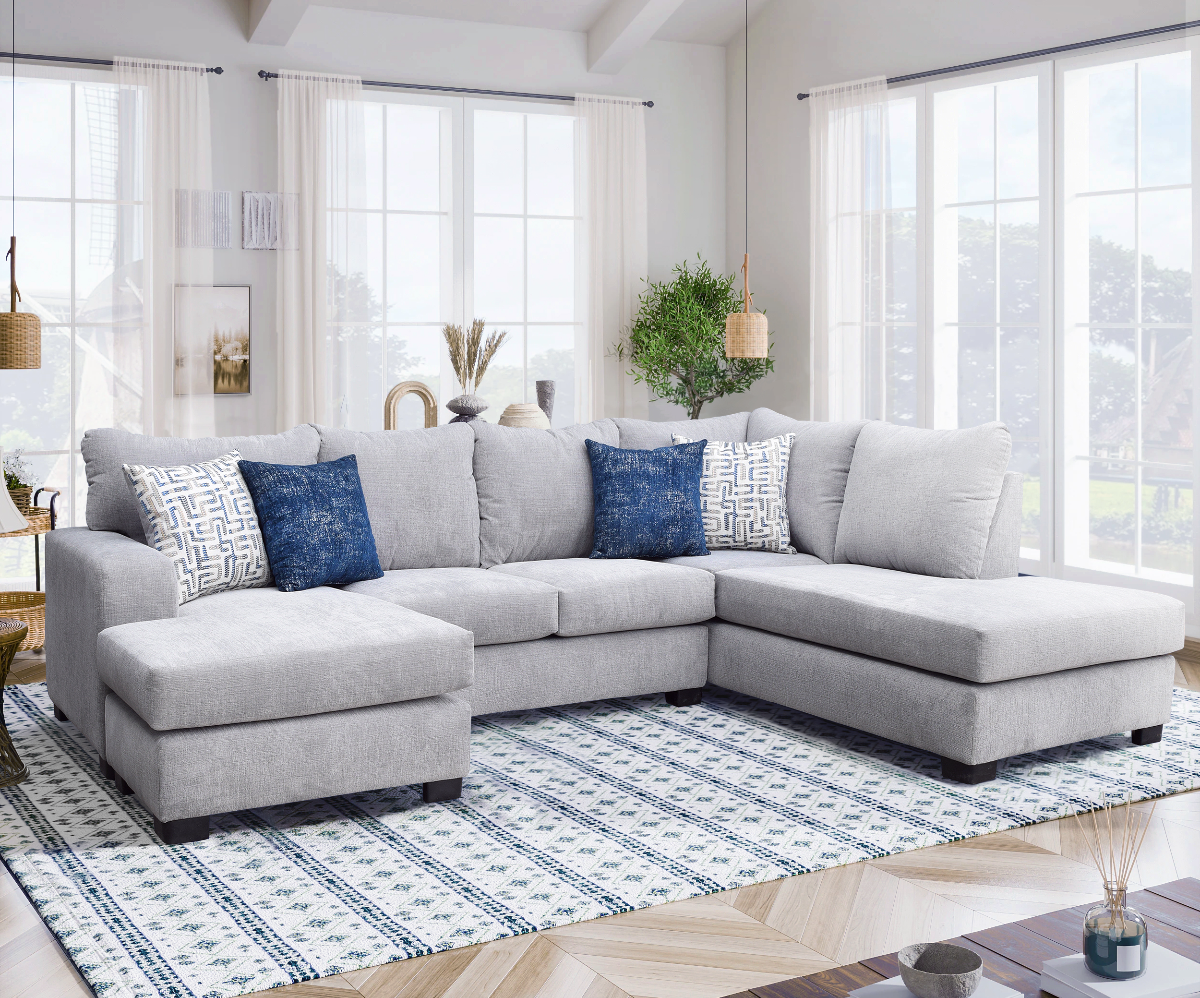 Sectional sofa with store two chaise lounges