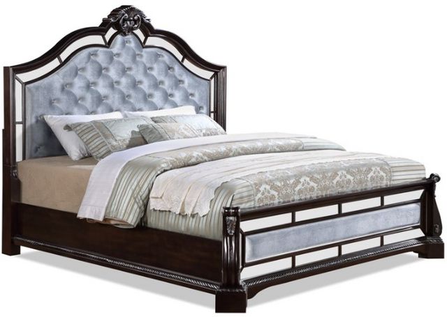 Crown Mark Bankston Brown/Gray Queen Upholstered Panel Bed-0