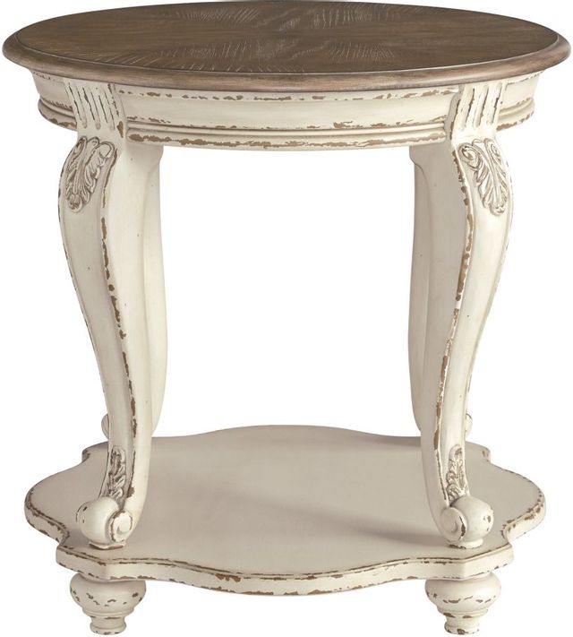 Signature Design by Ashley® Realyn White/Brown Round End Table-1