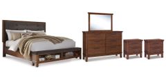 Signature Design by Ashley® Ralene 5-Piece Medium Brown King Upholstered Panel Bed Set