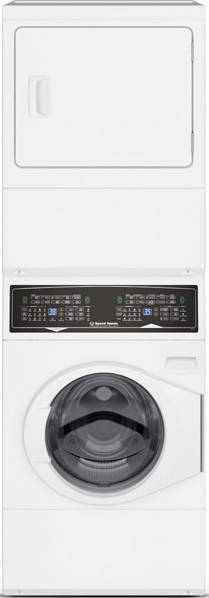 Speed Queen® SF7 3.5 Washer, 7.0 Cu. Ft Gas Dryer White Stack Laundry