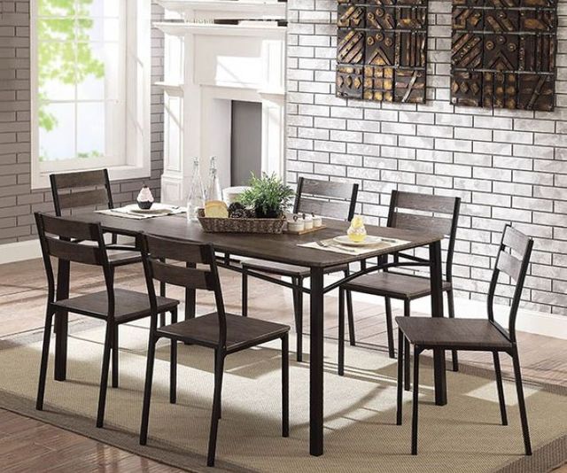 Furniture Of America Westport Antique Brown Black Seven Piece Dining Set Cm3920t 7pk Ihome Furniture