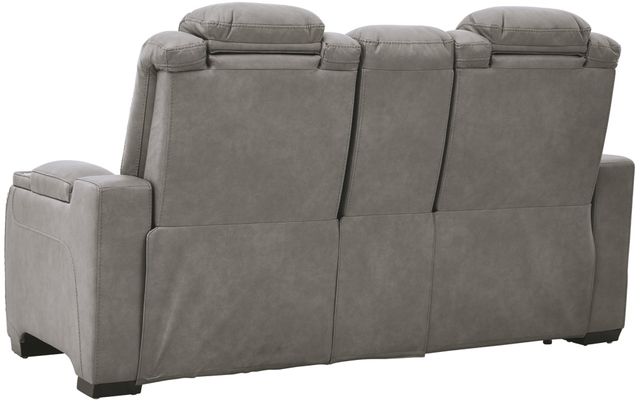 Signature Design by Ashley® The Man-Den Gray Leather Power Reclining Loveseat with Adjustable Headrest-3