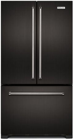 KitchenAid® 21.94 Cu. Ft. Black Stainless Steel with PrintShield™ Finish Counter Depth French Door Refrigerator-KRFC302EBS