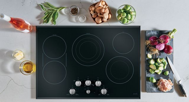 Café™ 30" Black / Brushed Stainless Electric Cooktop 6