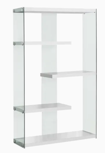 Monarch Specialties Inc. White 60" Tempered Glass Bookcase