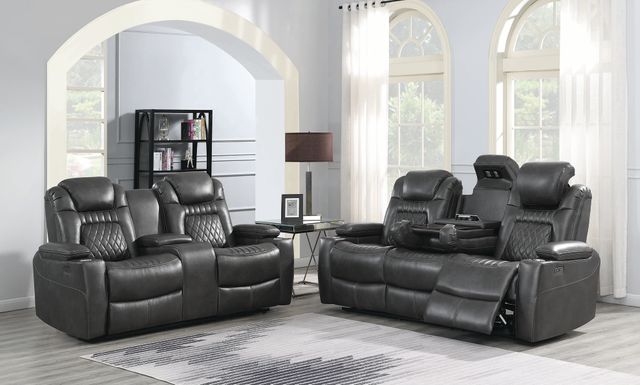 Coaster® Korbach 2-Piece Charcoal Power Headrest Reclining Living Room Set