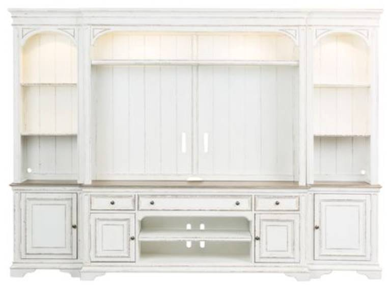 Liberty Magnolia Manor Antique White Entertainment Center With Piers