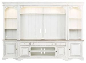 Liberty Magnolia Manor Antique White Entertainment Center With Piers