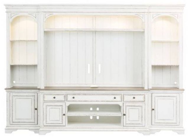 Liberty Magnolia Manor Antique White Entertainment Center With Piers 0