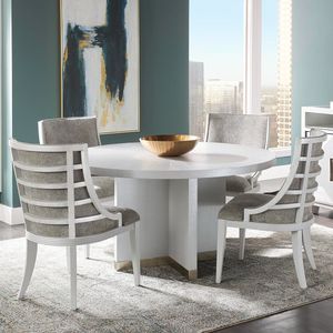 Taylor Trace White Round Dining Table and 4 Side Chairs