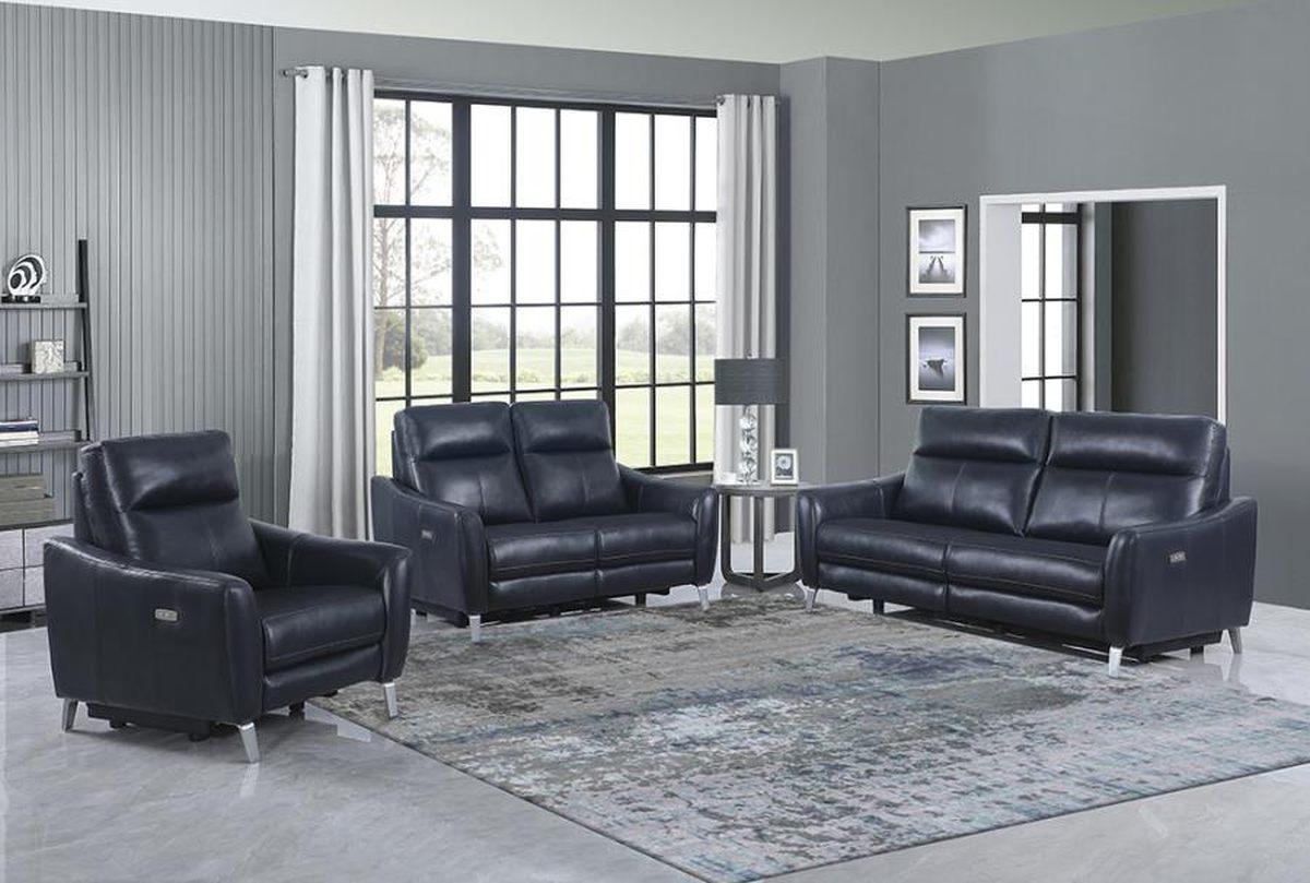 Coaster Derek 3 piece Blue Upholstered Power Living Room Set