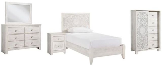 Signature Design by Ashley® Paxberry 4-Piece Whitewash Full Panel Bed Set