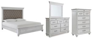 Benchcraft® Kanwyn 4-Piece Whitewash Queen Panel Bed Set