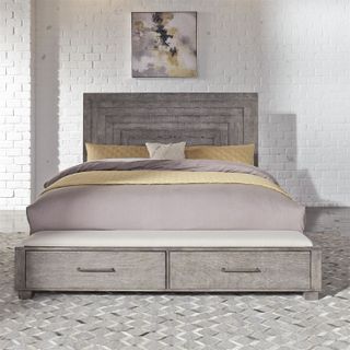 Liberty Furniture Modern Farmhouse Gray Queen Storage Bed
