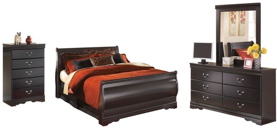 Signature Design by Ashley® Huey Vineyard 3-Piece Black Queen Sleigh Bed Set