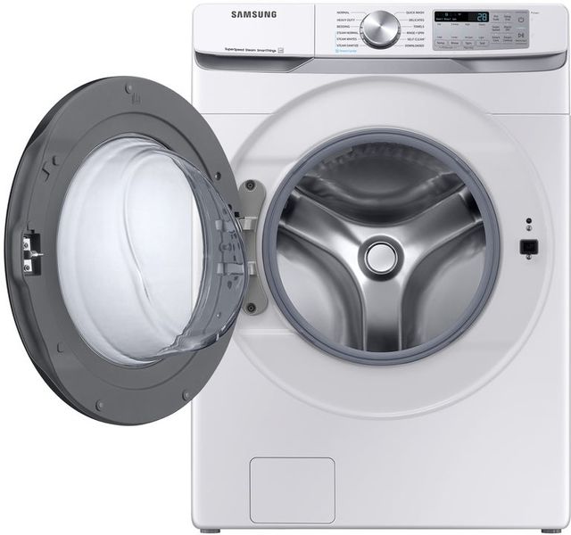 WF45B6300AW | DVE45B6300W - Samsung 4.5 cu. ft. Front Load Washer & 7.5 cu. ft. Electric Dryer Pair in White PLUS BOGO Pedestals!-3