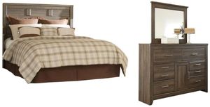 Signature Design by Ashley® Juararo 3-Piece Dark Brown King/California King Panel Headboard Bed Set