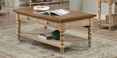 Winners Only® Quails Run Almond 50" Coffee Table with Wheat Base