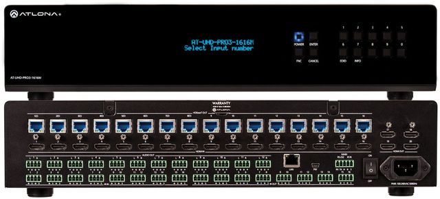 Atlona® 4K/UHD Dual-Distance 16×16 HDMI to HDBaseT Matrix Switcher 0