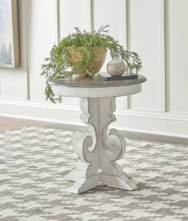 Liberty Magnolia Manor Antique White/Weathered Bark Round End Table 6