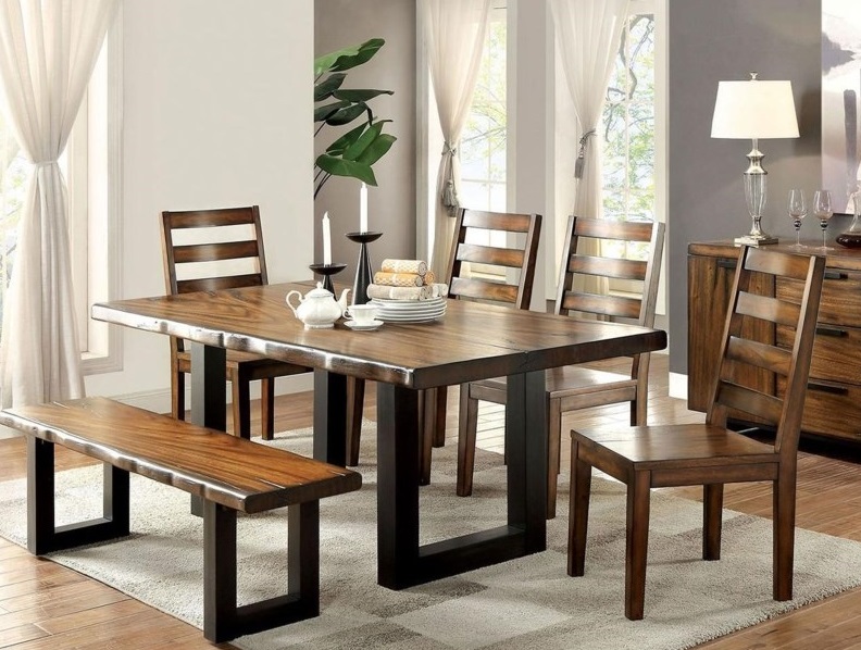 oak and black dining room sets