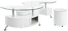 Coaster® Buckley 3-Piece Glass Top/White High Gloss Full Living Room Set