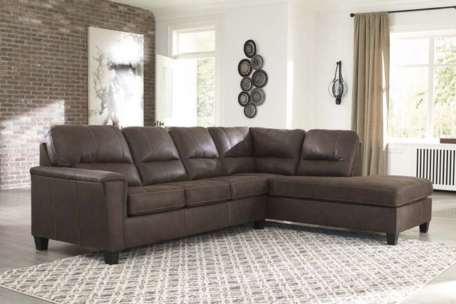 Signature Design by Ashley® Navi Chestnut 2-Piece Sleeper Sectional with Chaise 5