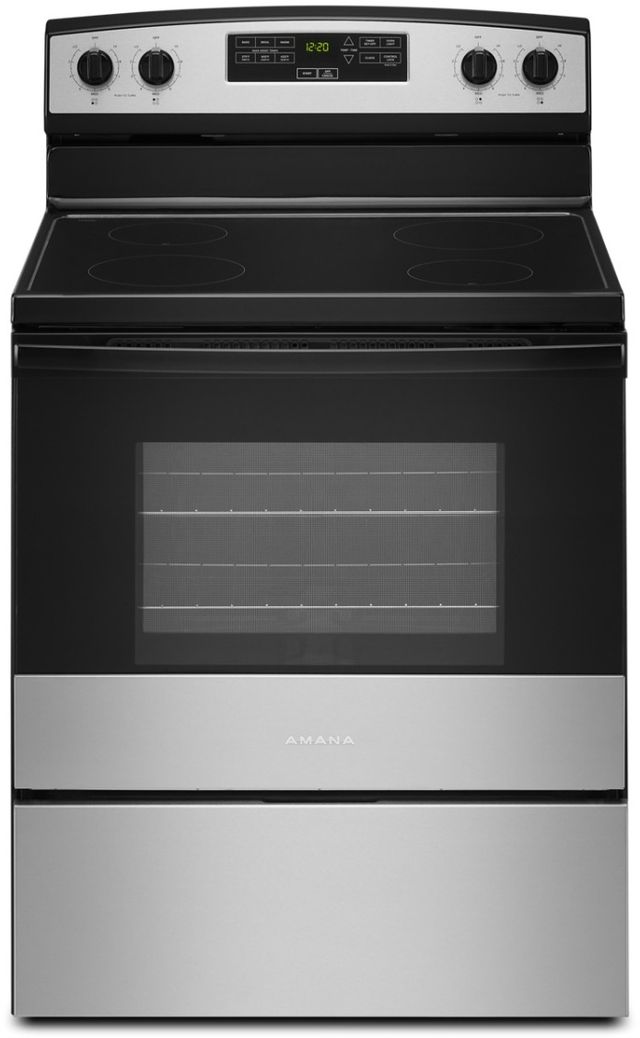 Amana® 30" Black on Stainless Free Standing Electric Range-0
