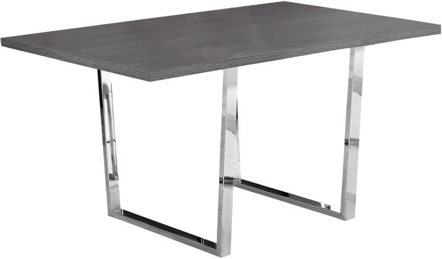 Monarch Specialties Inc. Grey Wood Top Dining Table with Chrome Base