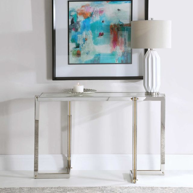 Uttermost® Locke Nickel and Gold Console Table 6