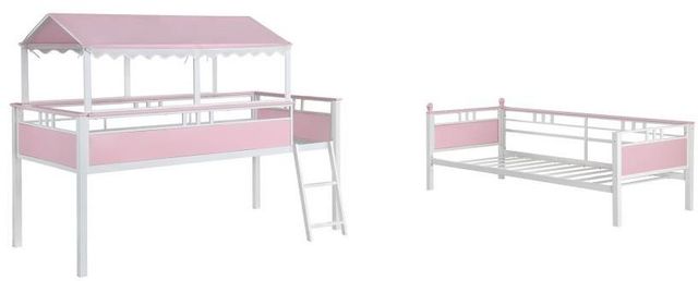 Coaster® Alexia Pink/White Twin/Twin Workstation Bunk Bed 1