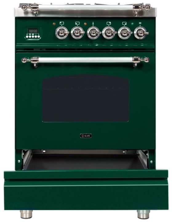 Ilve® Nostalgie Series 24" Emerald Green Free Standing Dual Fuel Natural Gas Range 3