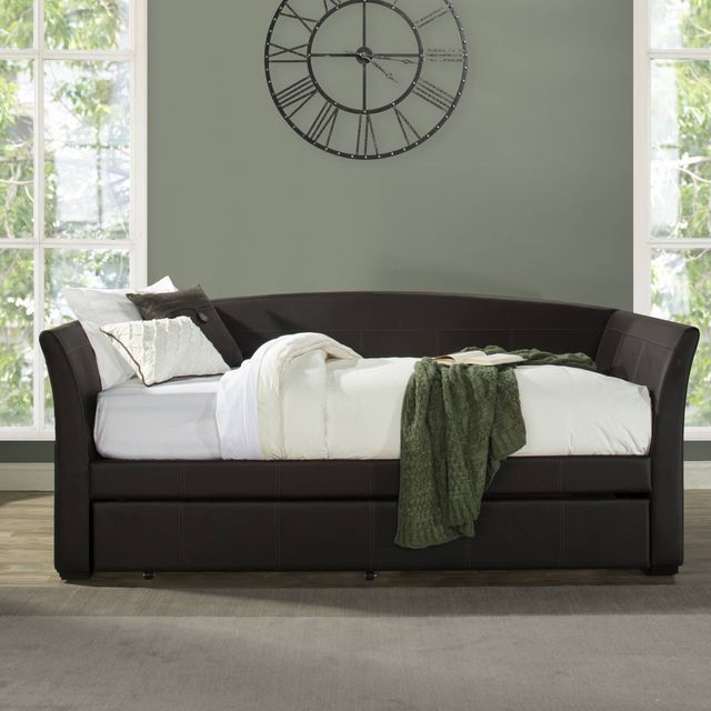 Hillsdale Furniture Montgomery Brown Faux Leather Complete Twin-Size Daybed with Trundle 10