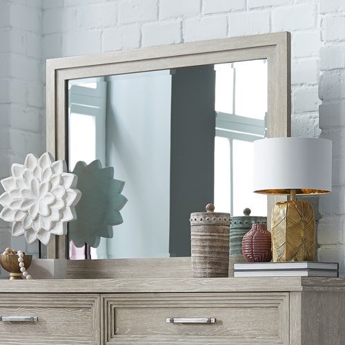 Liberty Furniture Belmar Washed Taupe and Silver Champagne Dresser and Mirror 1