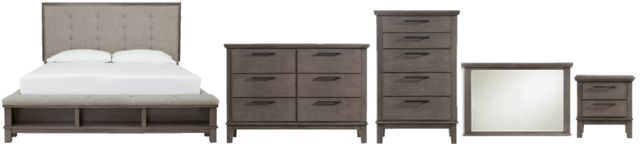 Benchcraft® Hallanden 5-Piece Gray King Storage Panel Bed Set