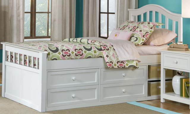 Hillsdale Furniture Schoolhouse Finley White Twin Youth Captains Storage Bed-0