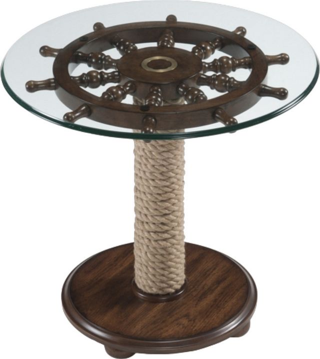 Magnussen Home® Beaufort Clear Glass/Dark Oak Round Accent End Table-0