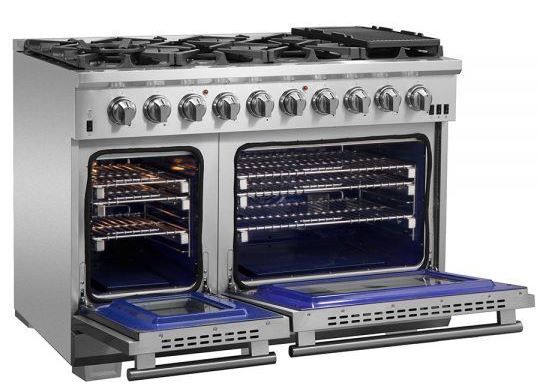 FORNO® Alta Qualita 48" Stainless Steel Pro Style Dual Fuel Natural Gas Range-3