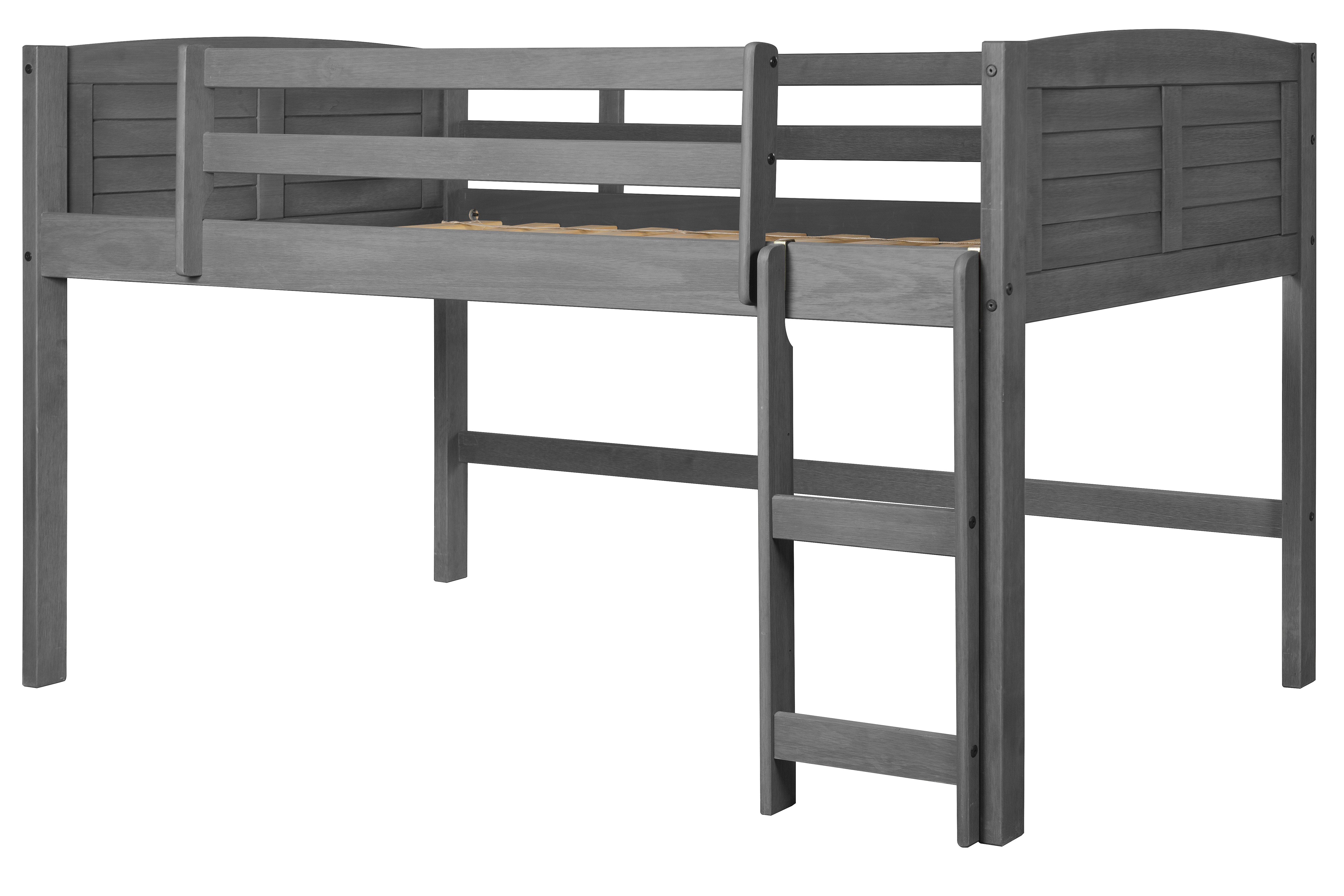 Donco Kids Louver Antique Grey Twin Loft Bed | Bob Mills Furniture