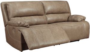 Signature Design by Ashley® Ricmen Putty Leather Power Reclining Sofa with Adjustable Headrest