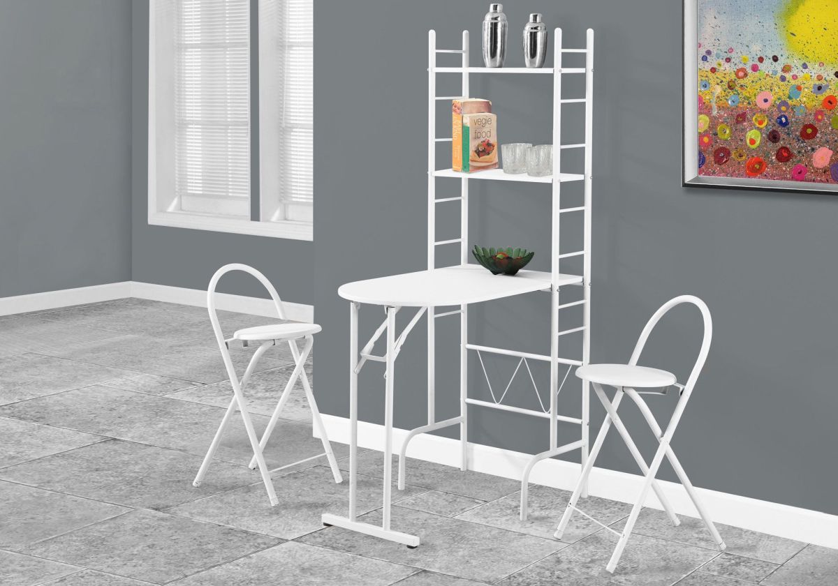 Monarch Specialties Inc. 3 Piece White Dining Set Vance