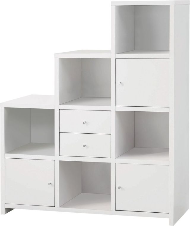 Coaster® Asymmetrical White Bookcase With Cube Storage Compartments