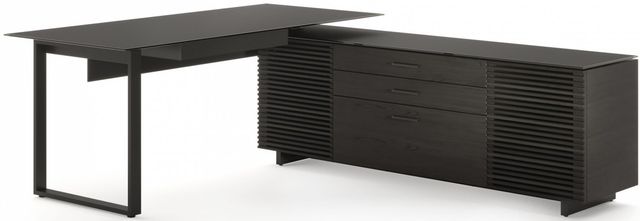 BDI Corridor® Charcoal Stained Ash L-Desk