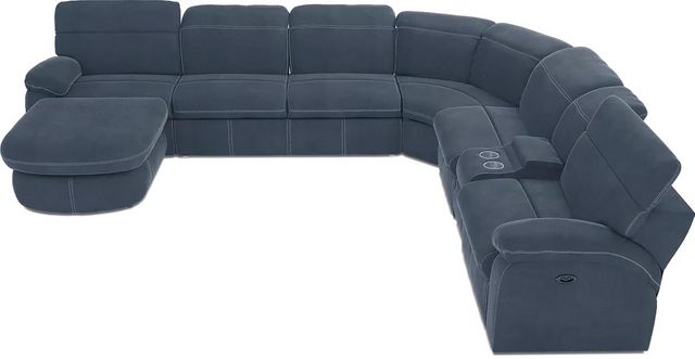 Crescent Place Navy LAF Chaise 6 Piece Power Reclining Sleeper Sectional-1
