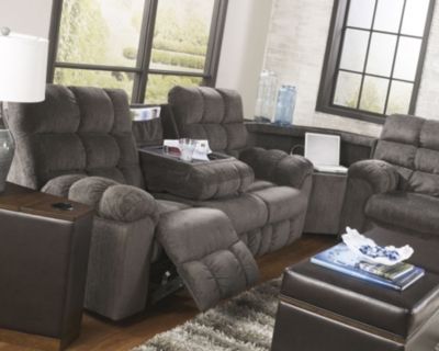 Signature Design by Ashley® Acieona Slate Reclining Sofa with Drop Down Table 2
