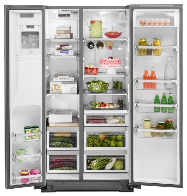 KitchenAid® 22.65 Cu. Ft. Monochromatic Stainless Steel Counter Depth Side-By-Side Refrigerator-2
