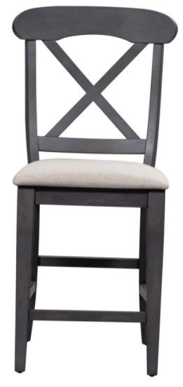 Liberty Furniture Ocean Isle Dark Gray Upholstered X Back Counter Chair - Set of 2-2