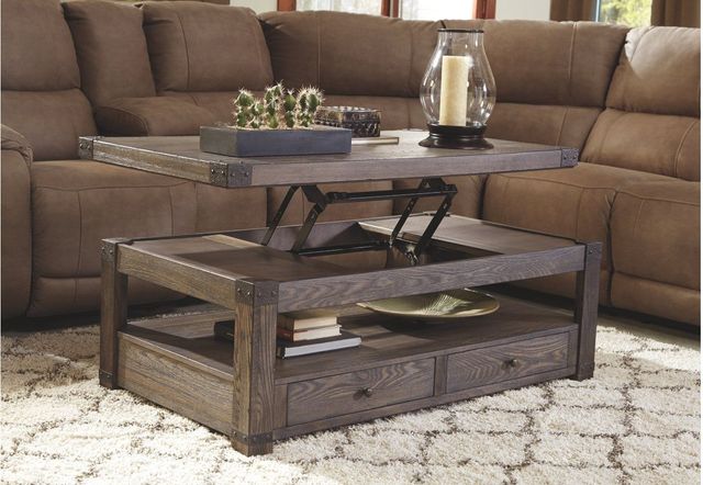 Signature Design by Ashley® Burladen Grayish Brown Lift Top Coffee Table 8