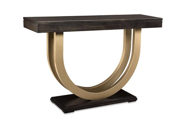 Handstone Contempo Pedestal Sofa Table with Metal Curves
